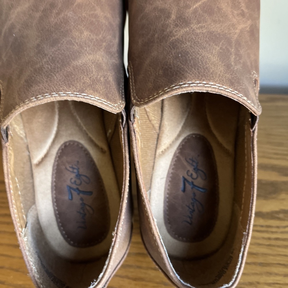Vintage 7 Eight Shoes Brown Slip-on Loafers Lilly Luggage Cork Foot Bed Women 9 - Picture 7 of 11